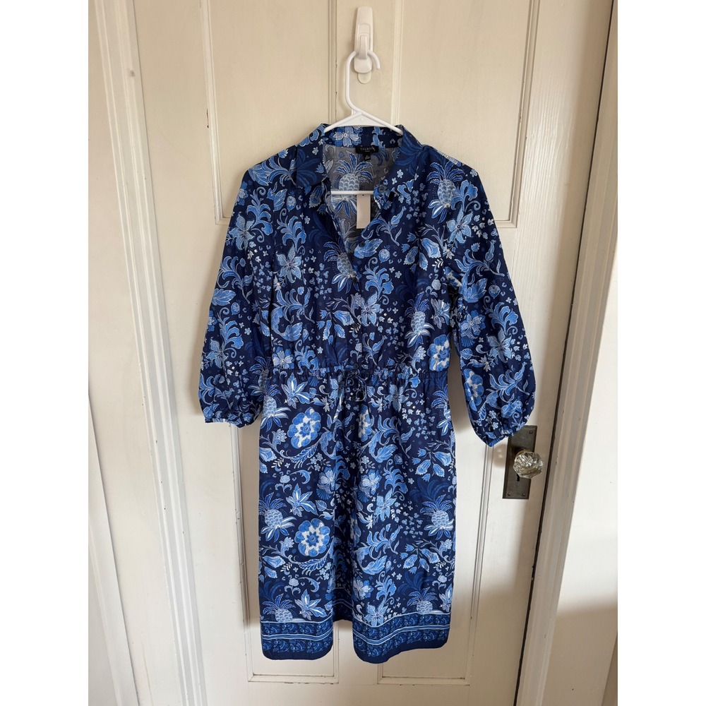 NWT Talbots blue The Waist Shirtdress in Whimsical Floral size 4 petite